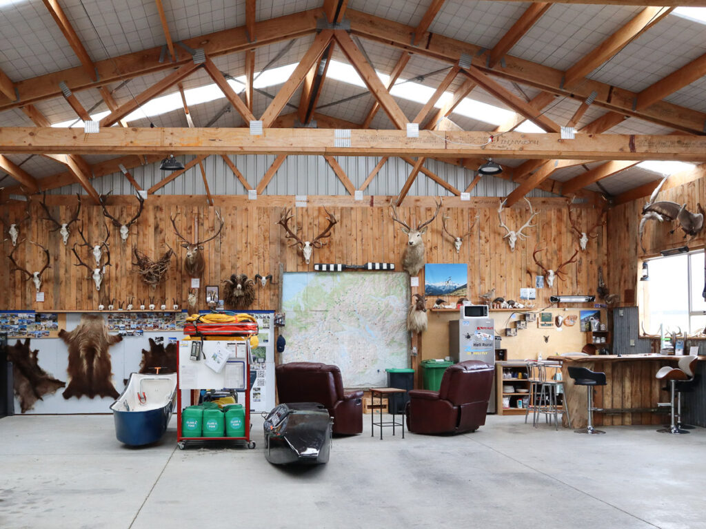 The office/ helicoptor hanger at Heli Rural in New Zealand.