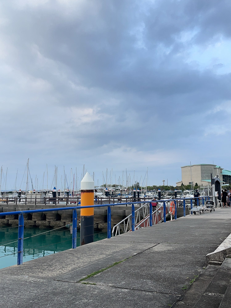 A spot we sat at to see the Ryukyu Kaiensai Firework festival in Okinawa, Ginowan Marina Park.