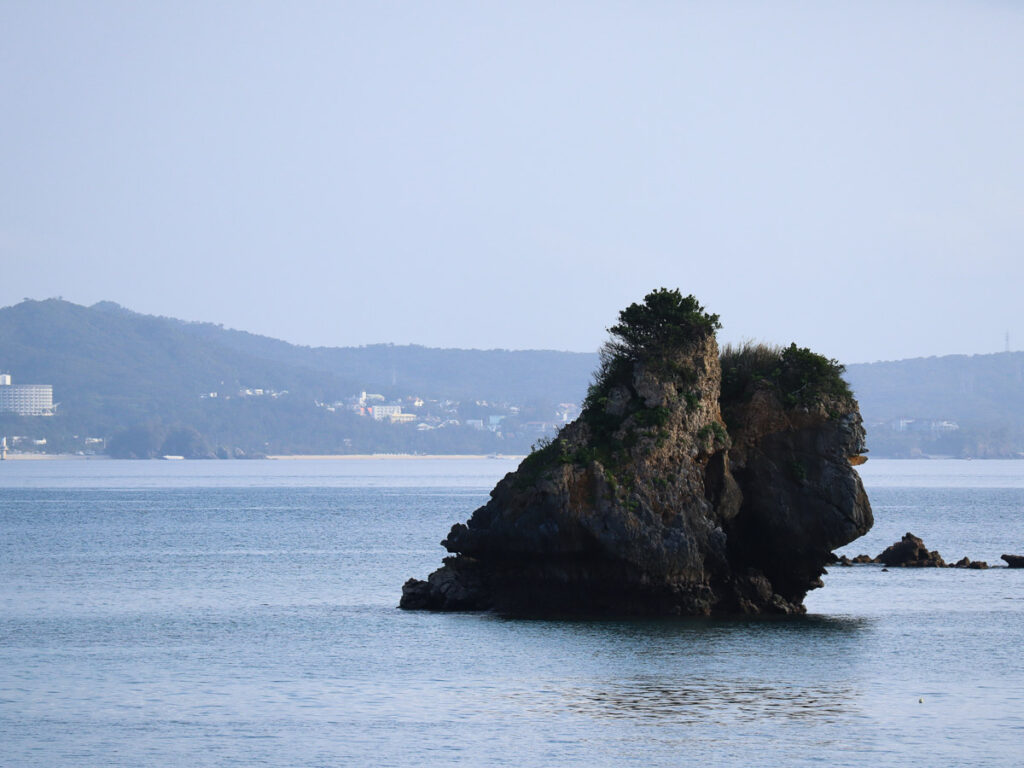 A view of a rouck formation off the coast of okinawa.