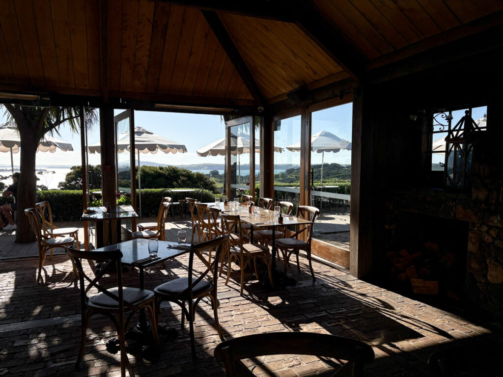 The Sun shining through the open window at Mudbrick Bistro.