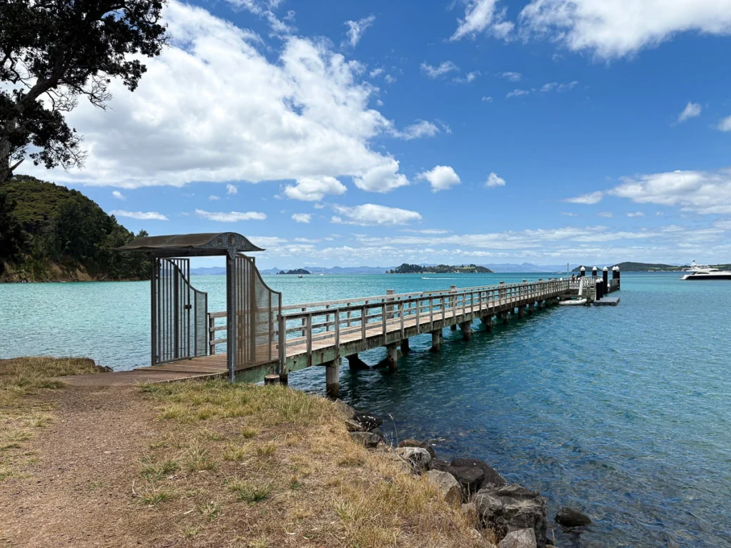 The Ferry dock at Man O' War. A scenic boat docking experience.