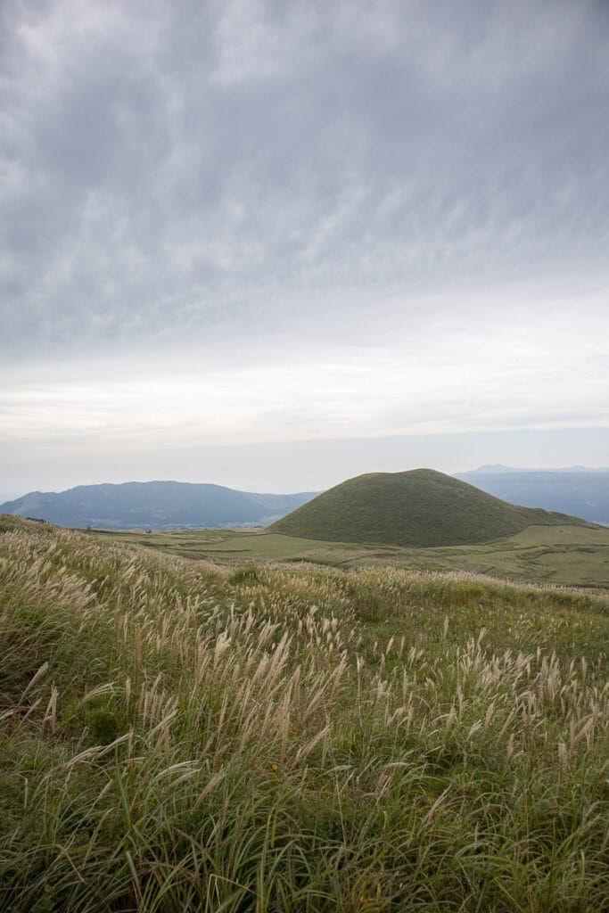 The Kami-Komezuka in Aso national park, a scene that looks like it from an anime.
