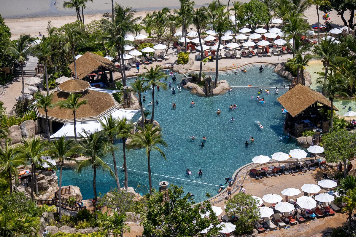 The main pool decorated in tropical feel at Centara Grand Mirage in Pattaya.