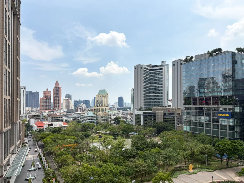 Benchasiri Park, a park surrounded by highrise buildings in the city center area of Bangkok. A small lung in the busy streets providing a relaxing break.