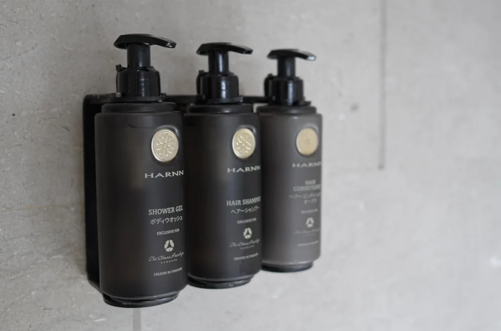Premium Thai soap brand, Harnn, in the shower room at Okura Prestige Bangkok.