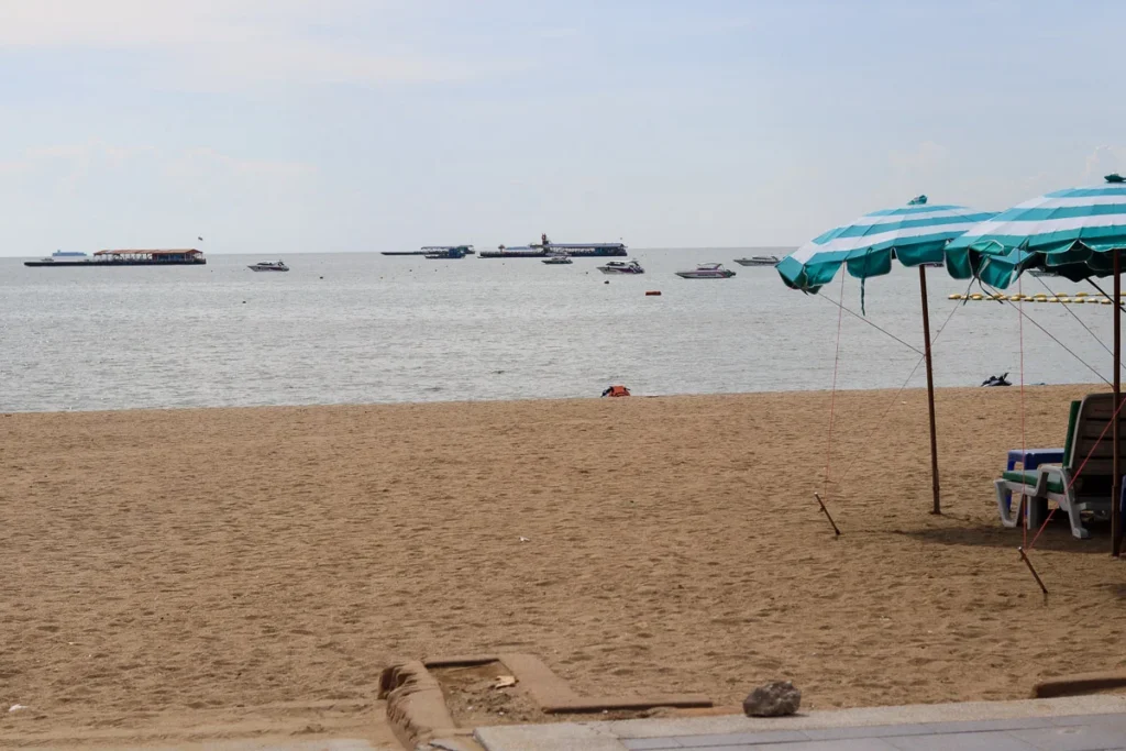 Pattaya Beach during late afternoon after a drizzle, a gentle sunlight hit the sand and the sea.