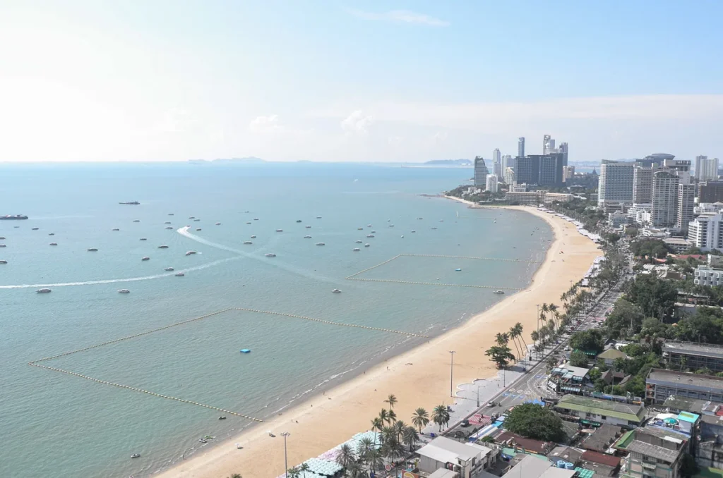 A sunny day at Pattaya Beach, one of the best view taken from Hilton Pattaya, a day that feel like summer, even though it is rainy season.