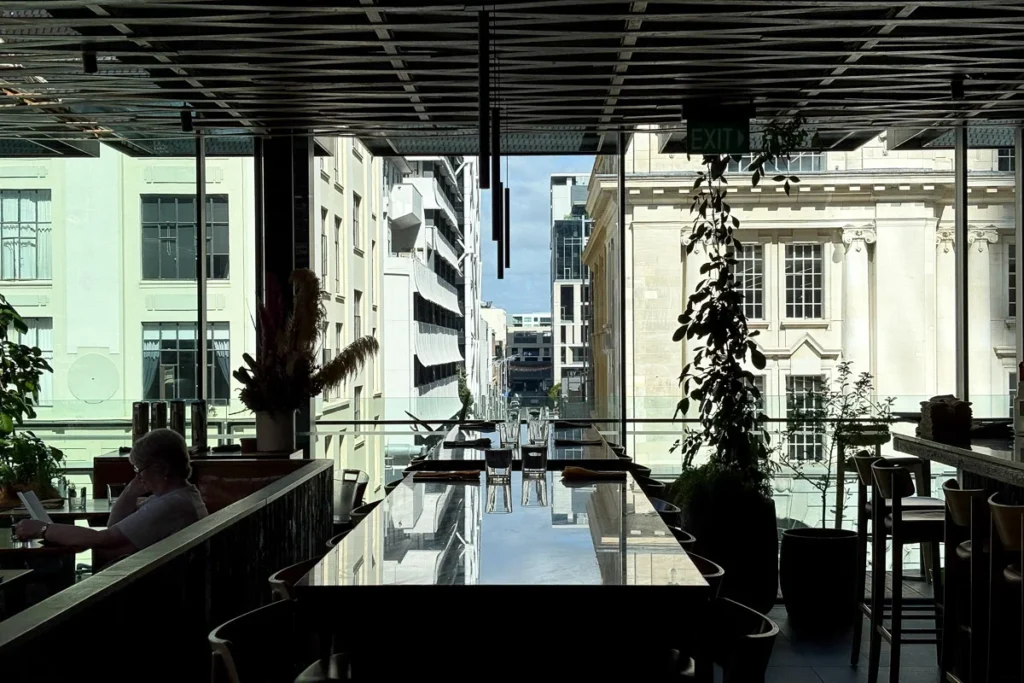 modern restaurant setting at Ahi, in Auckland, a one Michelin Star Restaurant.