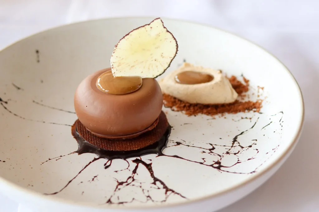 Dark Chocolate Espresso dessert at Mudbrick Vineyard & Restaurant, a rich tasting dessert, beautifully plated.