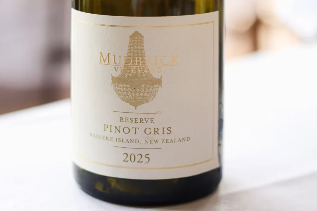 Mudbrick Vineyard Reserve Pinot Gris, an exceptional waiheke grown wine, vintage: 2025.