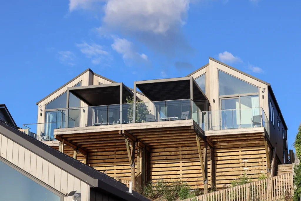 A house beside the lake made into an Airbnb, Roam Taupo Upper Terrace.