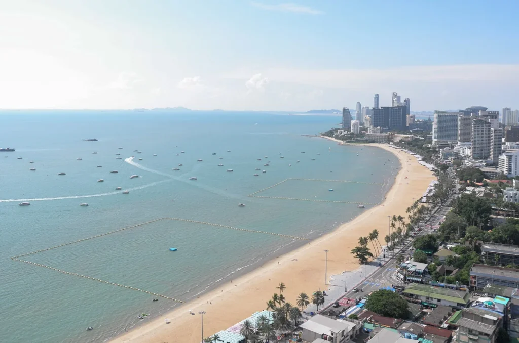 A view towards South Pattaya Beach from Hilton Pattaya, one of the best views in the city.