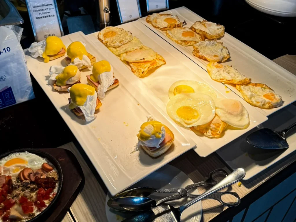 Hilton Pattaya hotel egg station at the breakfast service.