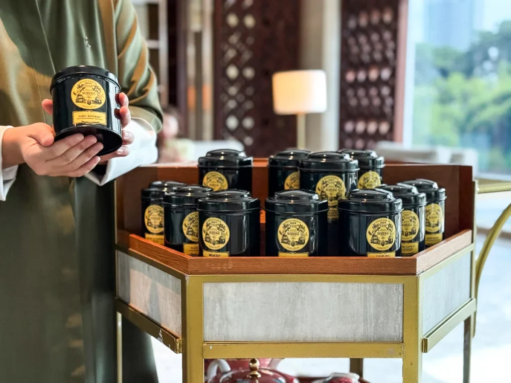 Tea selection process at Capella Bangkok Afternoon Tea.