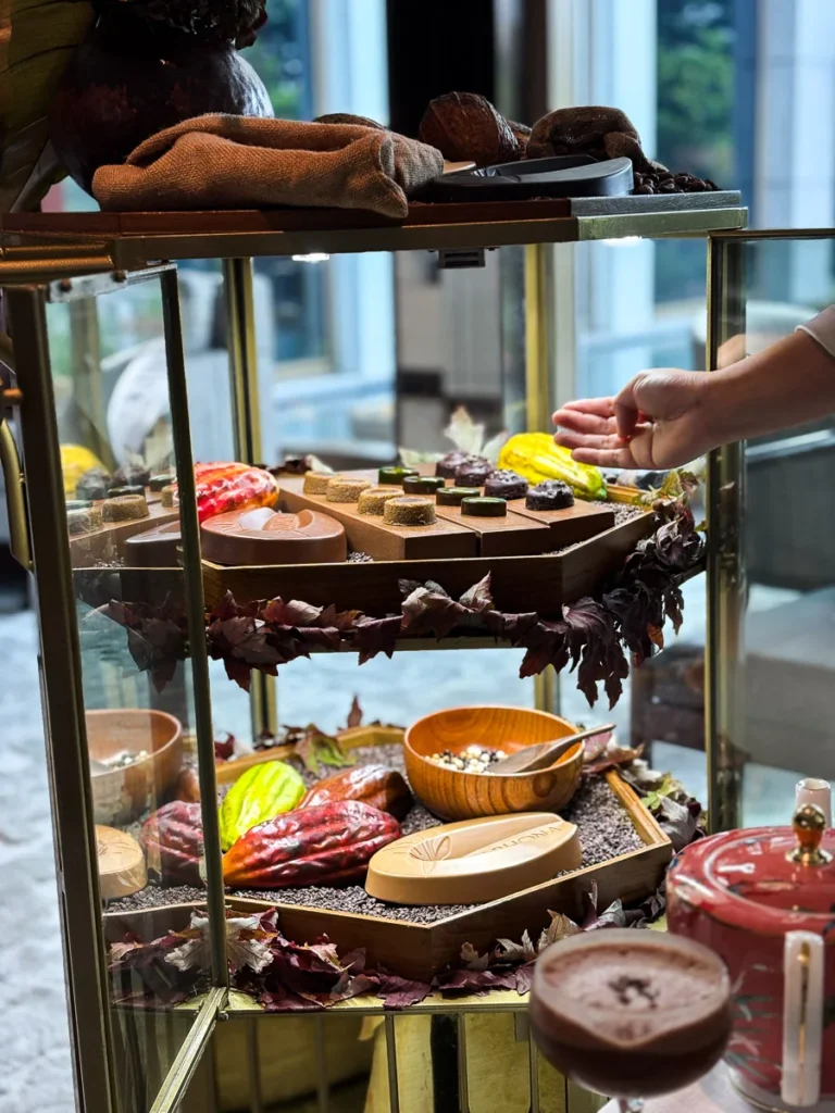 Afternoon tea presentation trolly at Capella Bangkok.