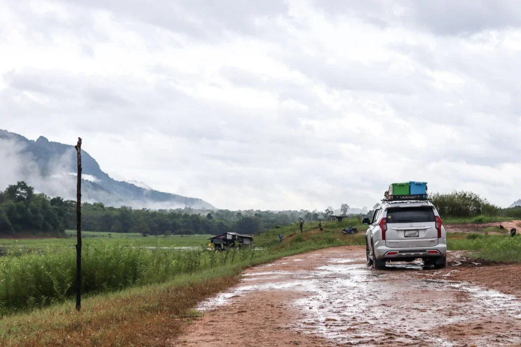 The dirt road on Baan Tao Than after the rain.