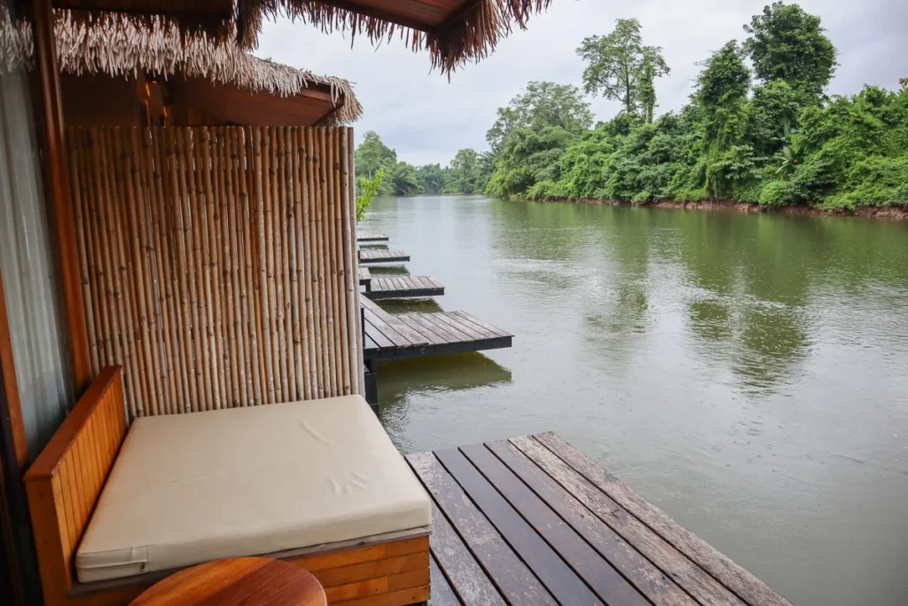Floating hotel experience on Khwae Noi River, a peaceful getaway at Cherlynn