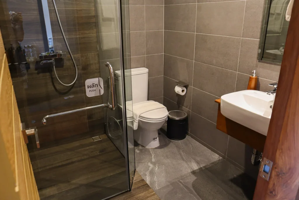 Bathroom in a floating hotel, Cherlynn Resort