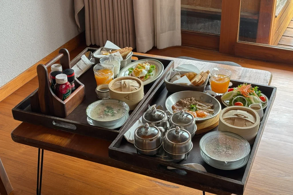 In-room Dining Breakfast at Cherlynn Resort, Kanchanaburi