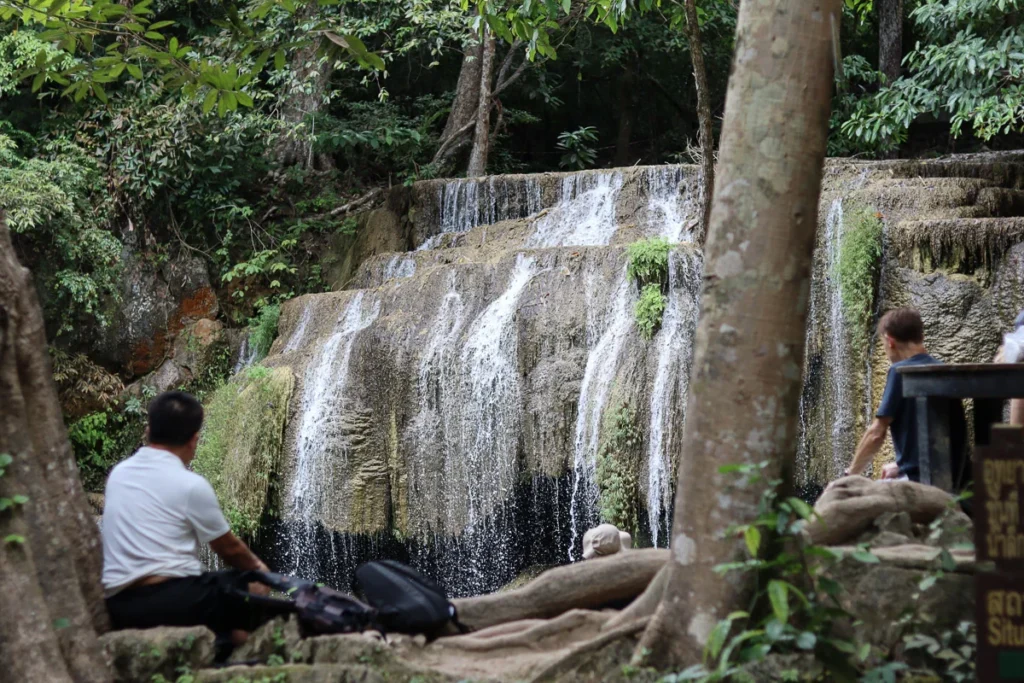 Erawan Falls second level waterfall, a mesmerizing view.