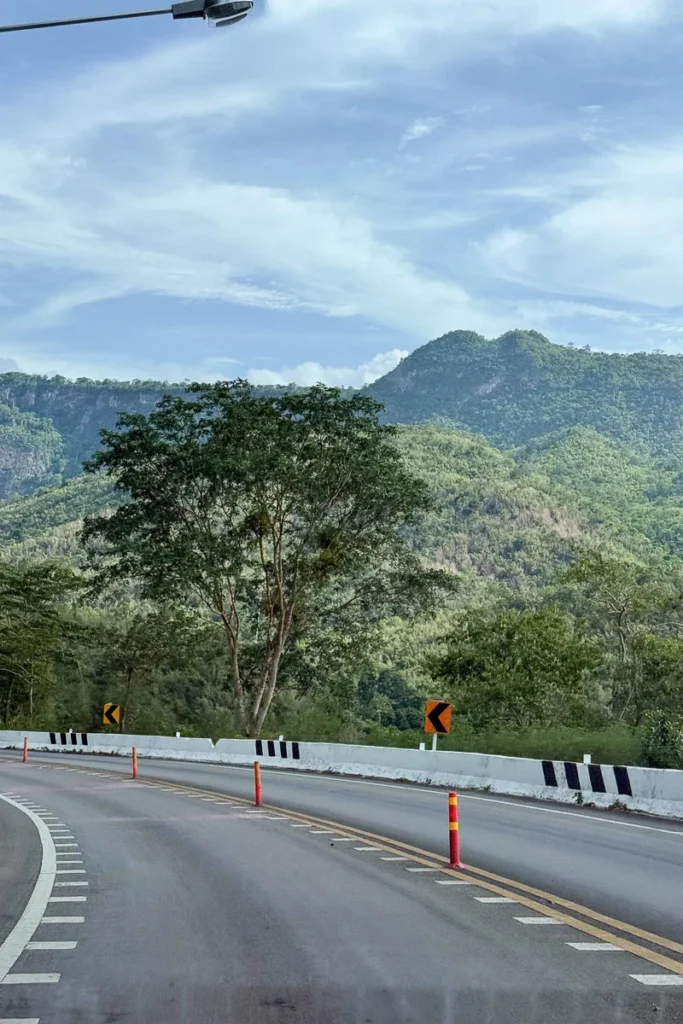 Kanchanaburi road trip scenic drive through the mountains.