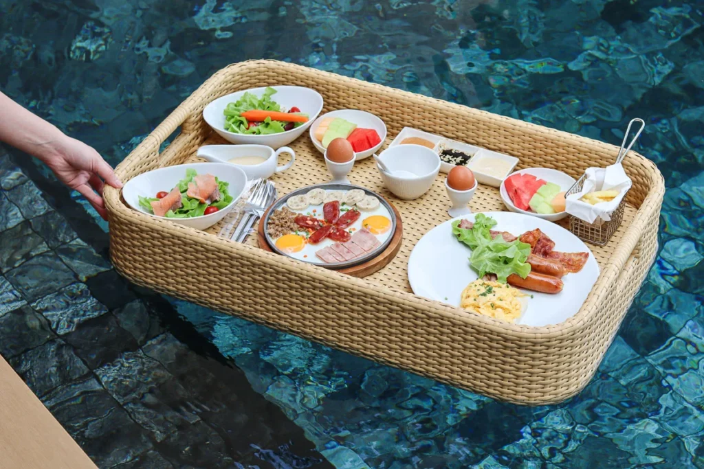 A floating breakfast at Tara Villa Kanchanaburi