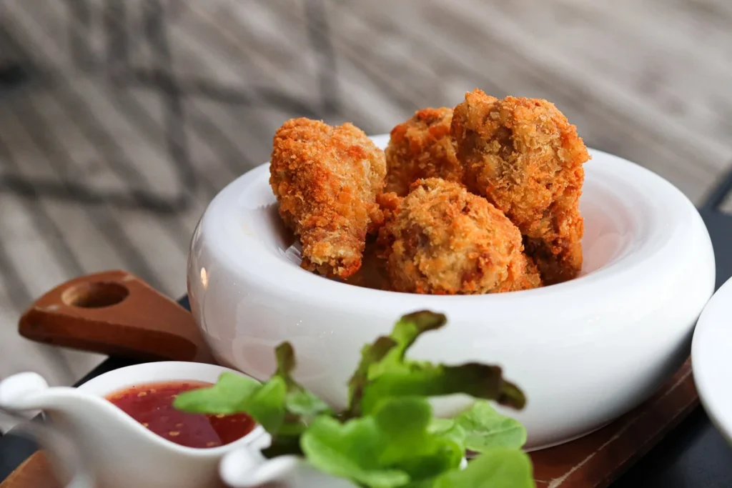 Fried chicken side dish at Din Cafe'.